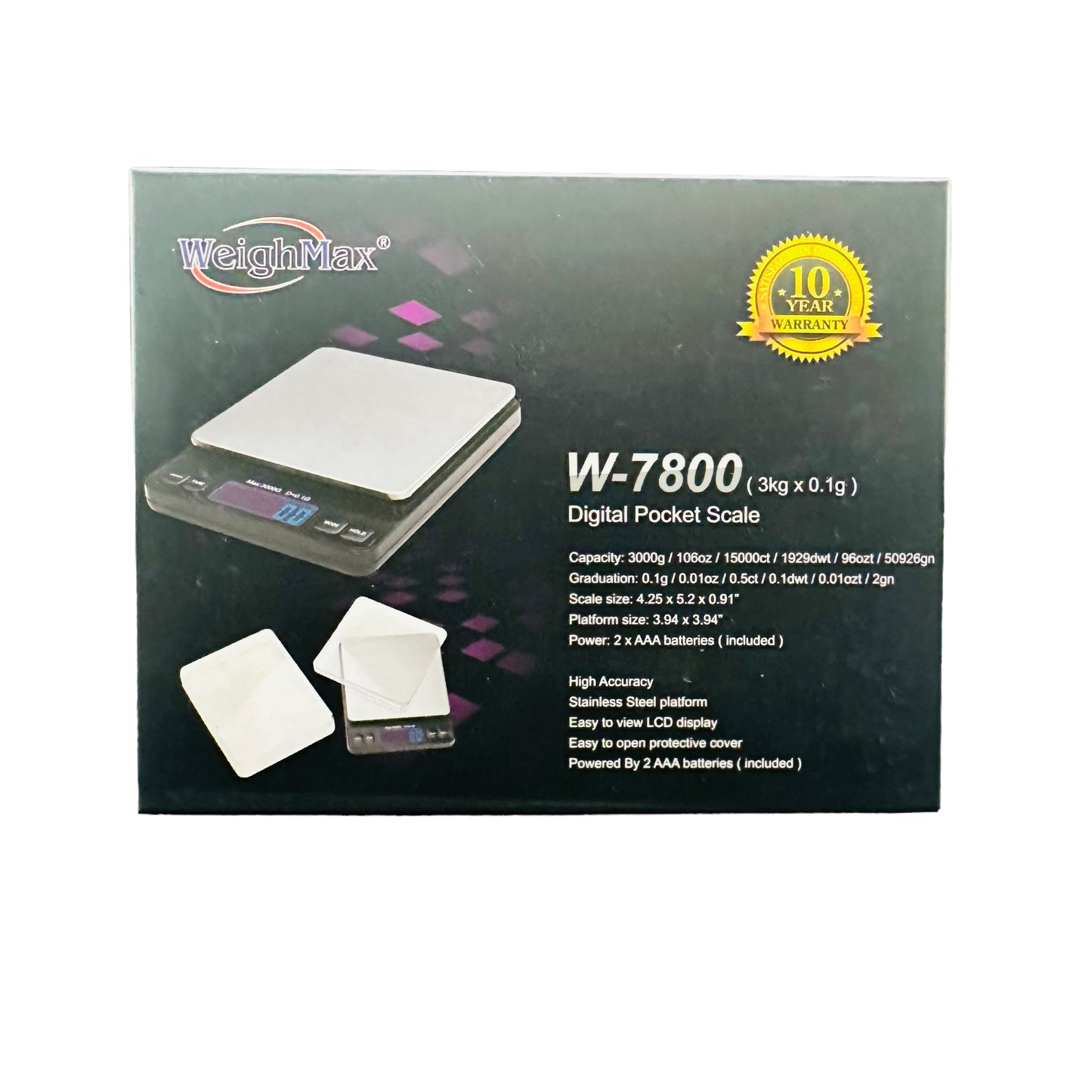 W-7800 (3kg X 0.1g) Black by Weighmax (B2B)