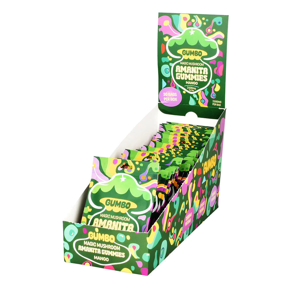 Gumbo Amanita Mushroom Gummies 2500mg | 5 Gummies Per Bag | Display of 30 Bags | Flavor Options Available (B2B)