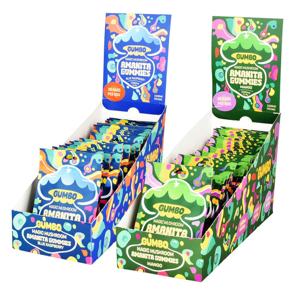 Gumbo Amanita Mushroom Gummies 2500mg | 5 Gummies Per Bag | Display of 30 Bags | Flavor Options Available (B2B)