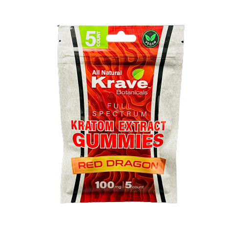 Krave Kratom Extract Gummies 100mg 5ct - Options Available (B2B)