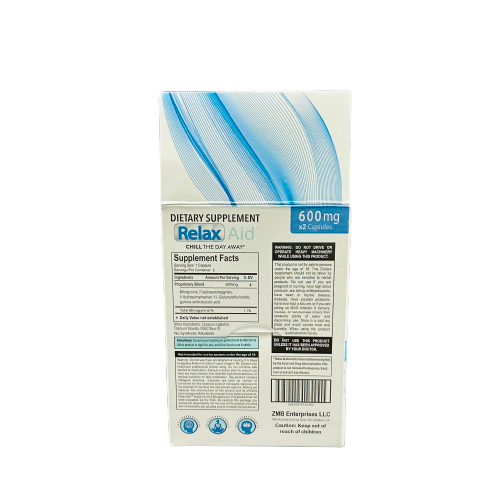 Relax Aid 600mg 2ct Blister Pack - Box of 6 (B2B)