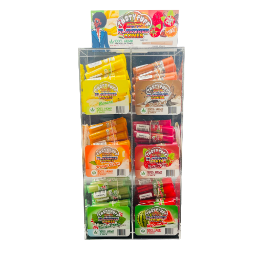Tasty Puff Tips Style 2 Cone Display w/6 Flavors, 30 Tubes Per Flavor, 180 Tubes Total, 3 Cones Per Tube (B2B)